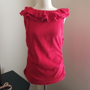 Ruffled sweater sleeveless top